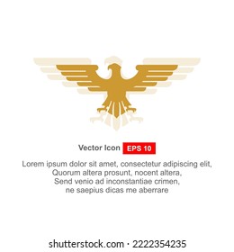 Gold eagle logo icon on white background. vector illustration