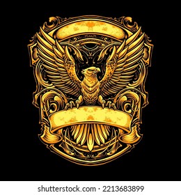 the gold eagle with ornament illustration