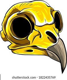 gold eagle skull on white background. vector illustration