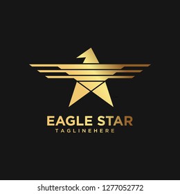 Gold Eagle Star Logo in elegant Style with Black Background - Vector -vector file is easy to edit ( color and text )