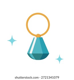 Pendiente de oro con piedras preciosas, Ilustración vectorial