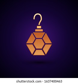 Gold Earring icon isolated on dark blue background. Jewelry accessories.  Vector Illustration