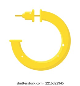 Gold earring jewelry flat illustration
