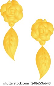 Pendiente de oro rosa y forma de hoja