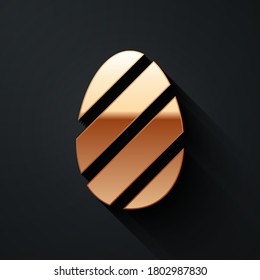 Gold Easter egg icon isolated on black background. Happy Easter. Long shadow style. Vector Illustration