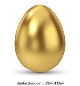 Gold Easter Egg Isolated on White Background.