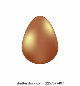 Gold Easter Egg Isolated on White Background