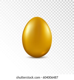 Gold easter egg isolated on transparent background. Vector illustration.