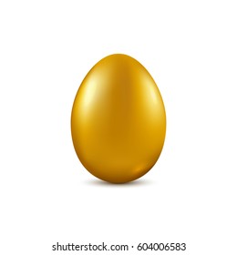 Gold Easter Egg Isolated On White Background. Vector Illustration.