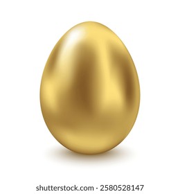 Gold Easter Egg, Realistic golden egg with shadow isolated on white background. for greeting card template element. Premium vector illustration