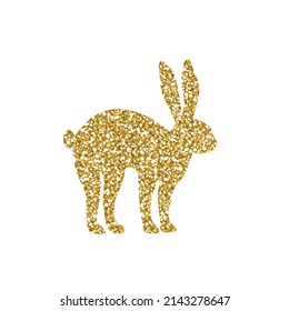 Gold Easter Rabbit - Glitter Easter Bunny - Vector illustration