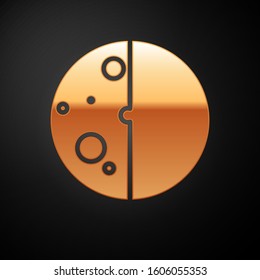 Gold Eclipse of the sun icon isolated on black background. Total sonar eclipse.  Vector Illustration