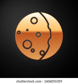 Gold Eclipse of the sun icon isolated on black background. Total sonar eclipse.  Vector Illustration
