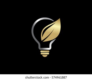 gold eco light bulb logo
