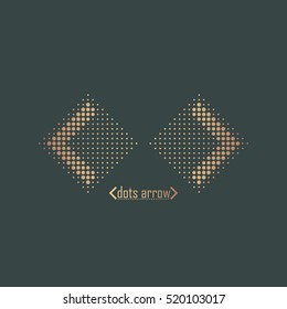 Gold effect dots arrow vector design with background