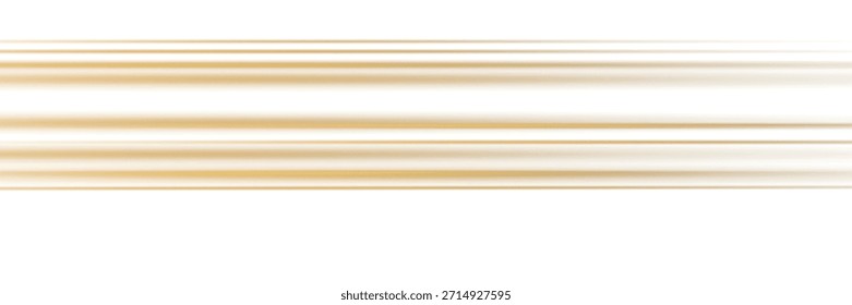 Paquete de destellos de lente Horizontal de efecto dorado. Rayos láser, rayos de luz Horizontales. Hermosas bengalas de luz. Rayas brillantes sobre fondo blanco. Línea ligera efecto png de oro. 