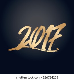 Gold effect new year 2017 text vector design
