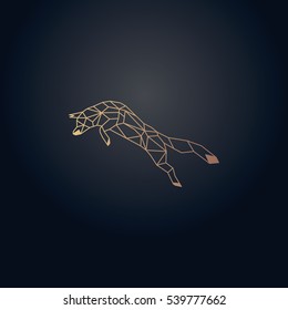Gold effect origami fox vector design
