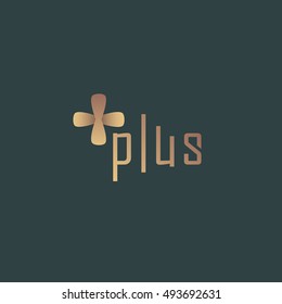 Gold effect plus vector logo design with background