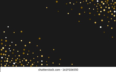 Gold Effect Polka Postcard. Color Bright Sparkle Postcard. Anniversary Invitation. Luxury Yellow Postcard.