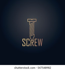 Gold effect screw vector logo design