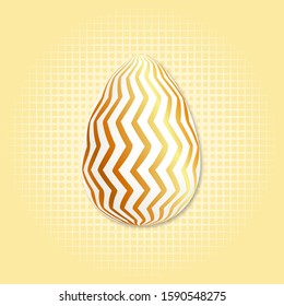 Gold egg in beautiful style. Egg on light background. Graphic vector design. Beautiful illustration. Party event decoration. Spring decoration. Seasonal holiday. Colorful background vector