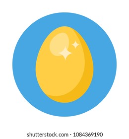 Gold Egg flat icon with long shadow isolated on blue background. Simple gold egg in flat style, vector illustration for web and mobile design.