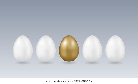 gold egg leader between group of white eggs icon