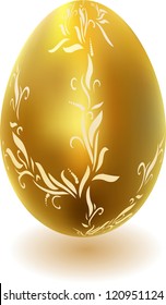Gold egg on white background