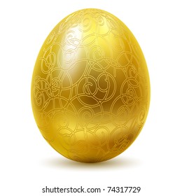 Gold egg on white background.