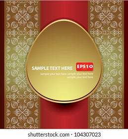 Gold egg for text on classic pattern background,Vector
