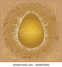 Gold egg with white shine.