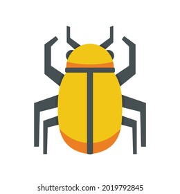 Gold Egypt bug icon. Flat illustration of gold Egypt bug vector icon isolated on white background