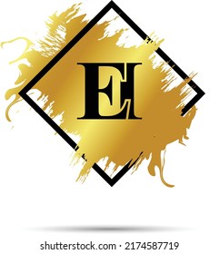 Gold EI logo symbol vector art design
