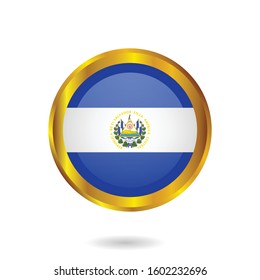 gold El Salvador circle button or label.vector illustration. isolated on white background.