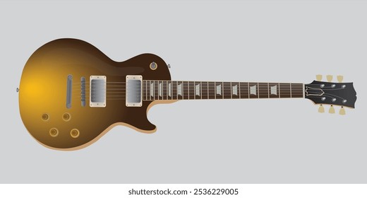 Gold Electric Guitar Vector Model