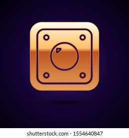 Gold Electric light switch icon isolated on dark blue background. On and Off icon. Dimmer light switch sign. Concept of energy saving.  Vector Illustration