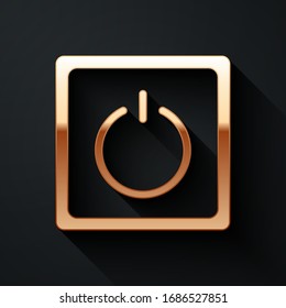 Gold Electric light switch icon isolated on black background. On and Off icon. Dimmer light switch sign. Concept of energy saving. Long shadow style. Vector Illustration
