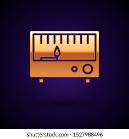 Gold Electrical measuring instruments icon isolated on dark blue background. Analog devices. Electrical appliances.  Vector Illustration