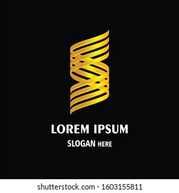 Gold elegant 3D logo, Vector slogan symbol