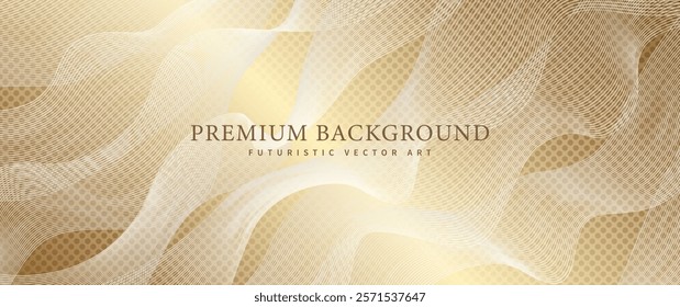 Gold elegant background design with gold line pattern. Premium abstract vector illustration for invitation, flyer, cover design, luxe invite, business banner, prestigious voucher.