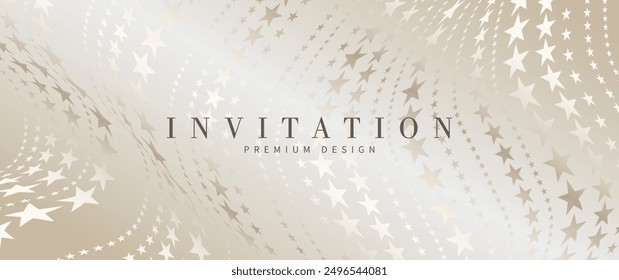Gold elegant background design with stars. Modern luxury vector art illustration. Premium fashionable template for invitation, flyer, cover design, luxe invite, business banner, prestigious voucher.