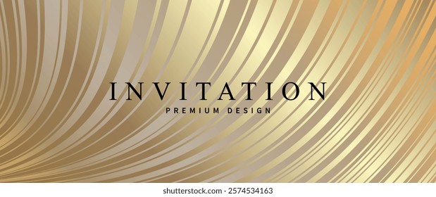 Gold elegant background with lines 3d pattern and luxury gradient. Premium modern abstract vector illustration for invitation, flyer, cover design, prestigious voucher, business banner, luxe invite.
