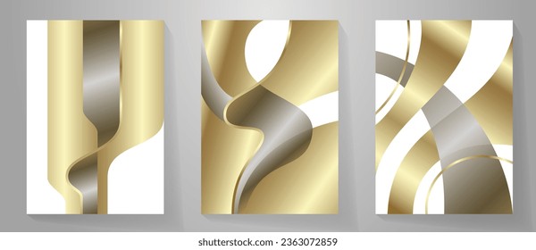 Gold elegant cover design set. Luxury vector art background for poster, brochure, invitation, note book, menu design, card, flyer. Creative set vector modern artistic illustration for design interior.