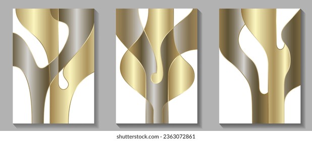 Diseño elegante de cubierta dorada. Fondo de arte vectorial de lujo para afiches, folletos, invitación, libro de notas, diseño de menú, tarjetas, volante. Conjunto creativo vector ilustración artística moderna para el diseño interior.