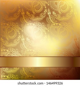 Gold elegant flower background with a lace pattern, luxury greeting card, eps10