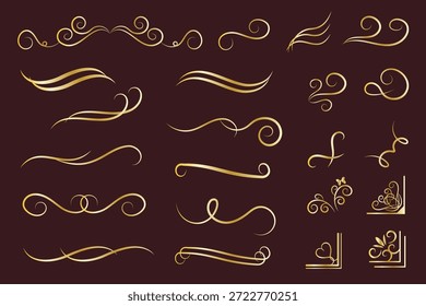 Oro elegante dibujado a mano Caligrafía Elemento decorativo