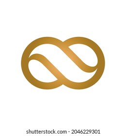 Plantilla de logotipo del vector de iconos del símbolo de infinito elegante de oro