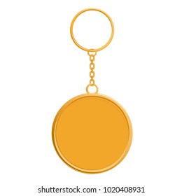 Gold elegant key chain, flat vector illustration isolated on white background.
Mockup for design, business, web design.