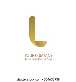 gold elegant l 3d initial letter typography logotype design for brand and company identity